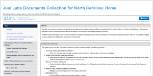 screenshot of the UNC Juul Labs Research Guide